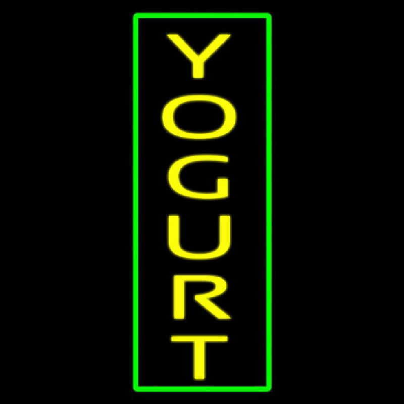 Vertical Yellow Yogurt With Green Border Neon Sign