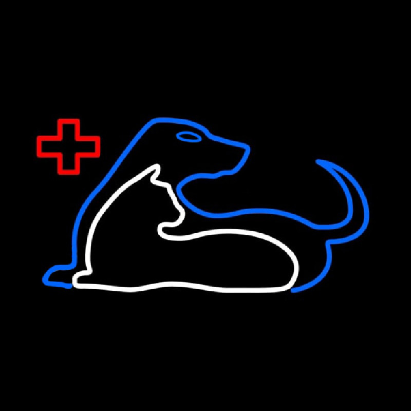 Vet Cat Dog Logo Neon Sign