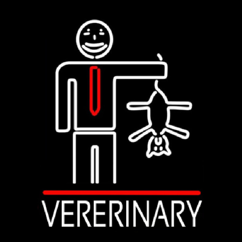 Veterinary Man And Cat Logo Neon Sign