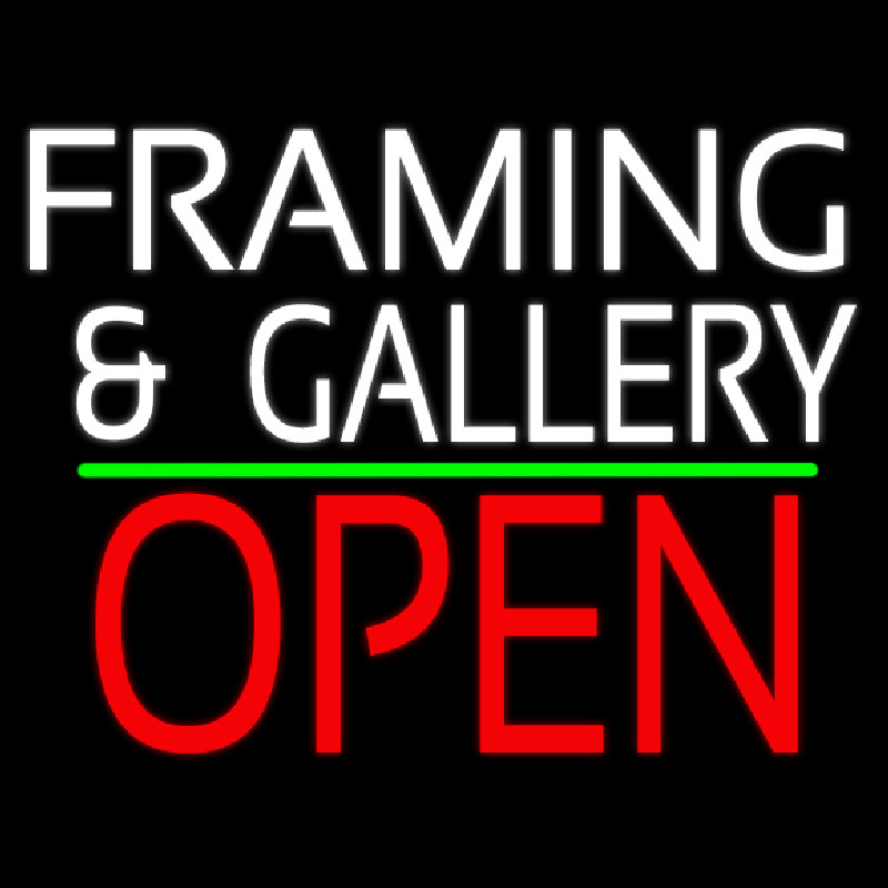 White Framing And Gallery With Open 1 Neon Sign