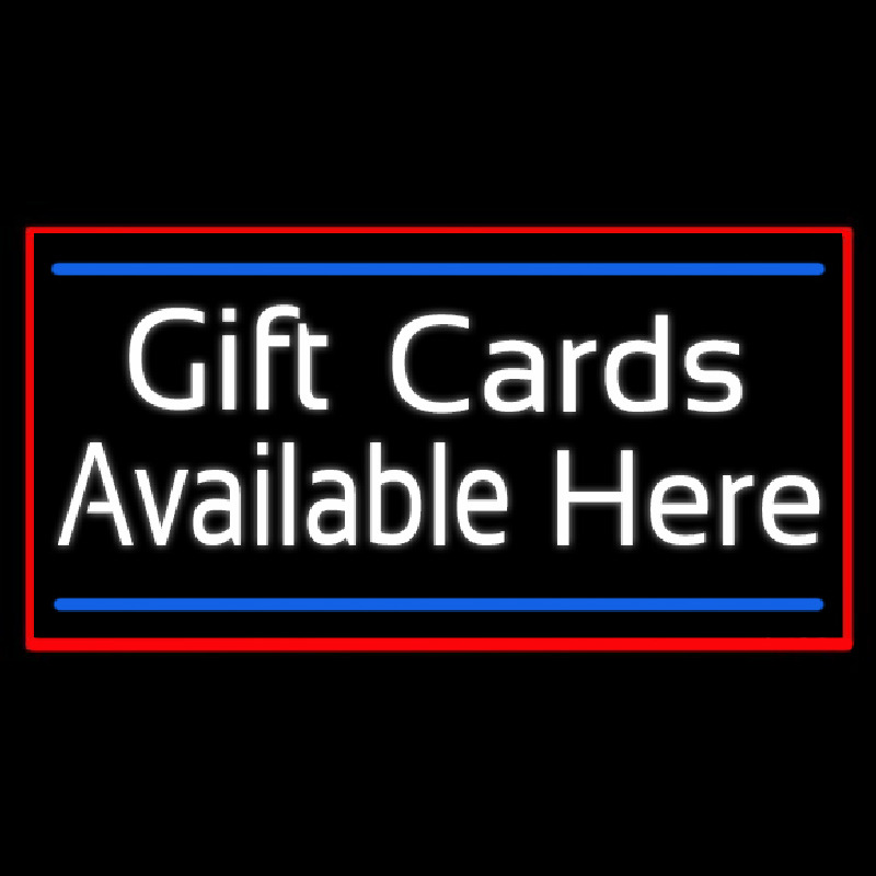 White Gift Cards Available Here Blue Line Neon Sign