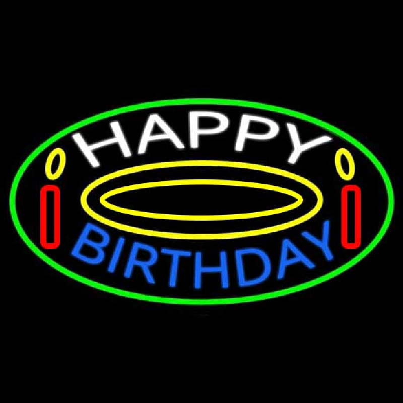 White Happy Blue Birthday Neon Sign