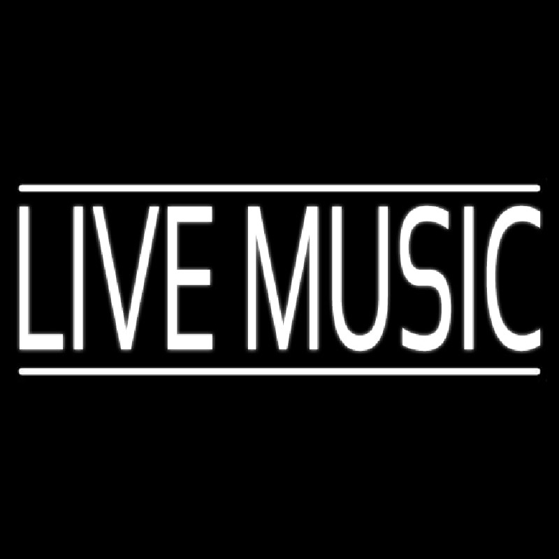 White Live Music Block Neon Sign