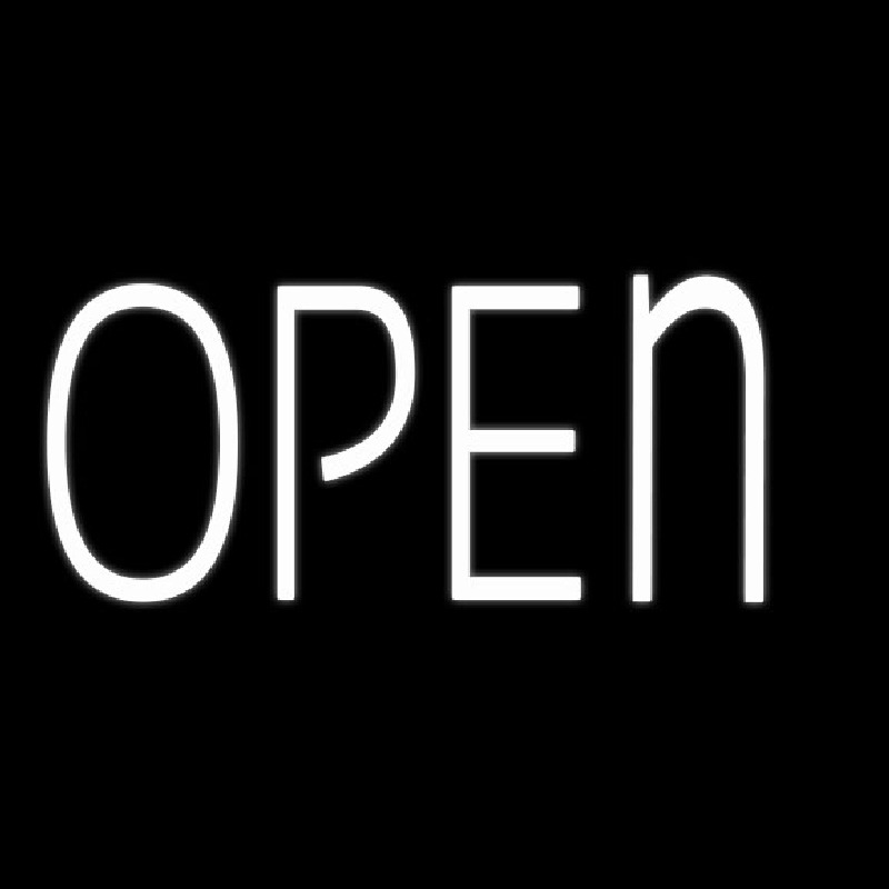 White Open Neon Sign