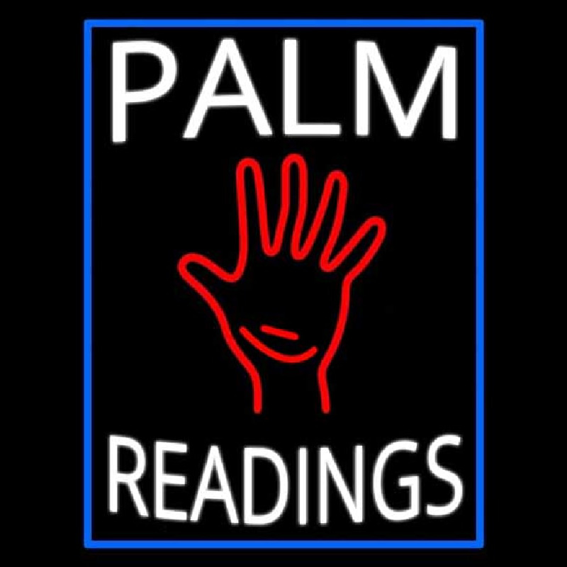 White Palm Readings With Palm Neon Sign