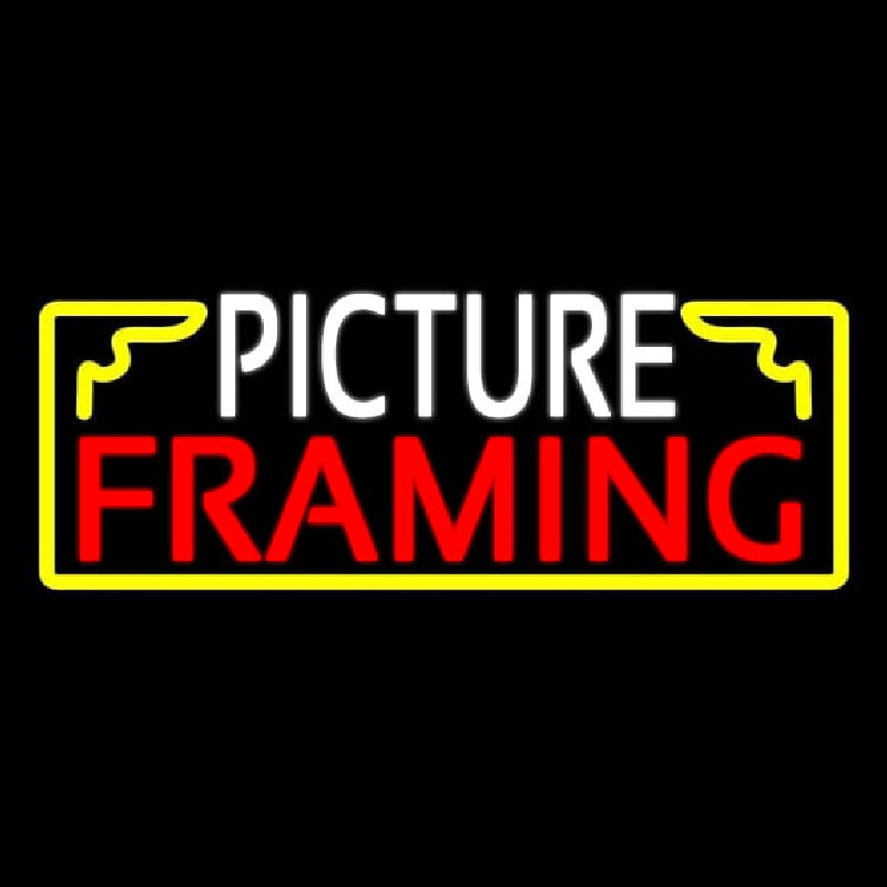 White Picture Framing With Frame Logo Neon Sign