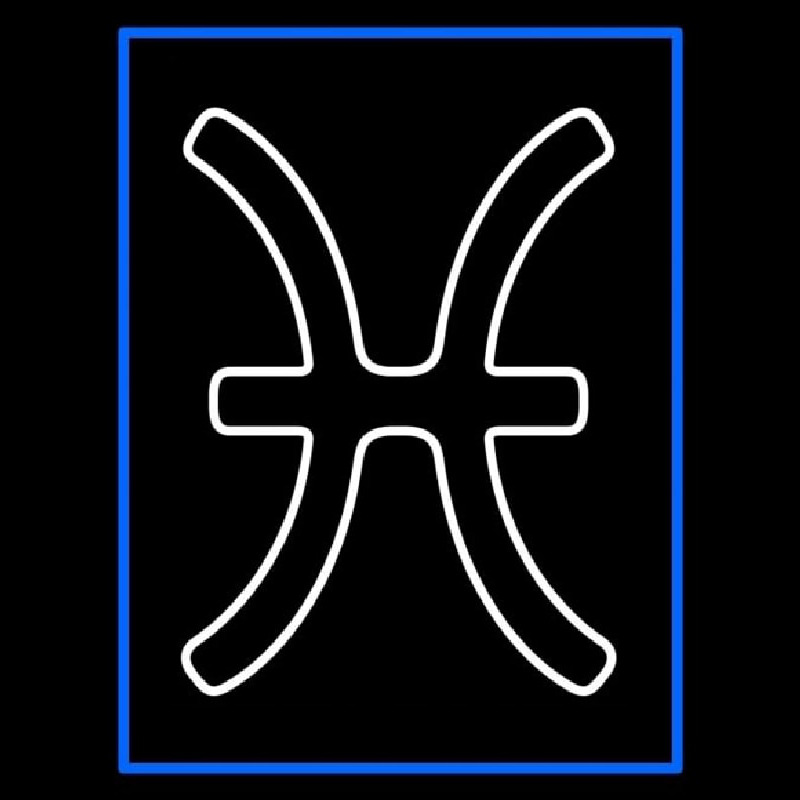 White Pisces Blue Border Neon Sign