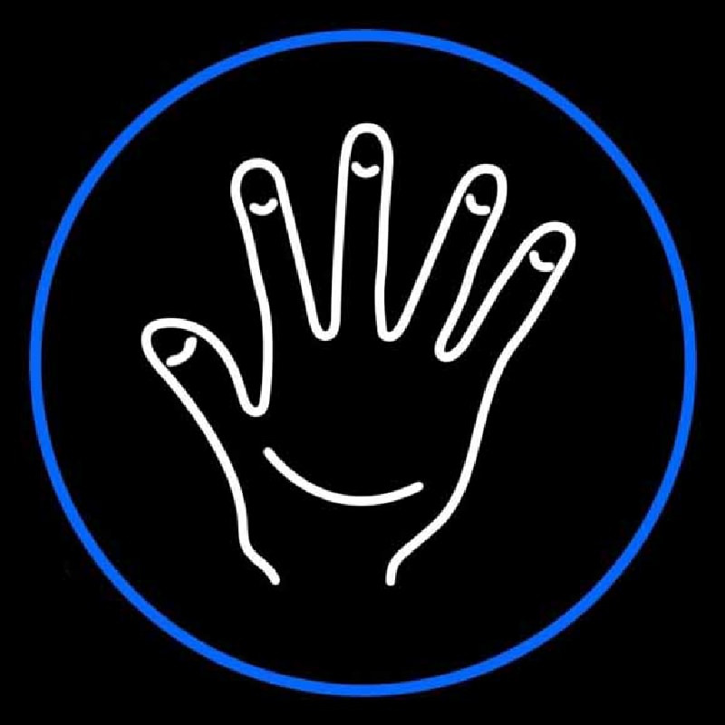 White Psychic Palm And Blue Border Neon Sign