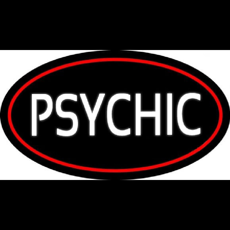 White Psychic With Red Border Neon Sign
