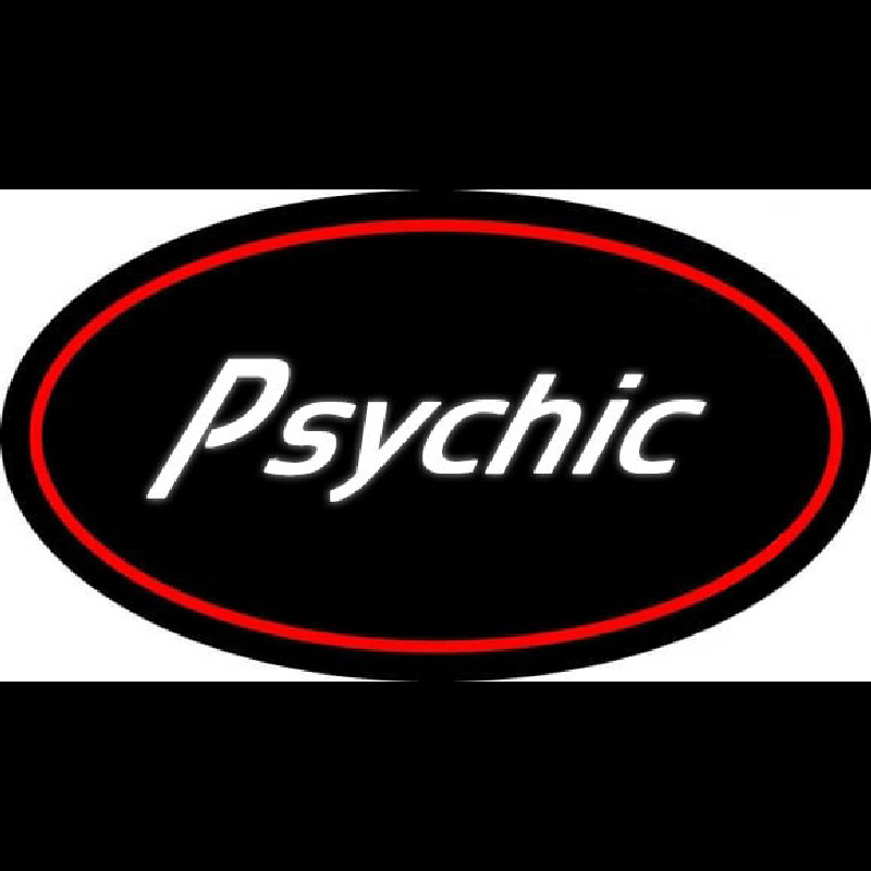 White Psychic With Red Oval Neon Sign