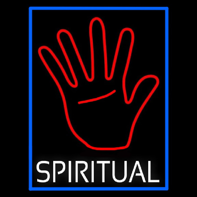 White Spiritual With Blue Border Neon Sign