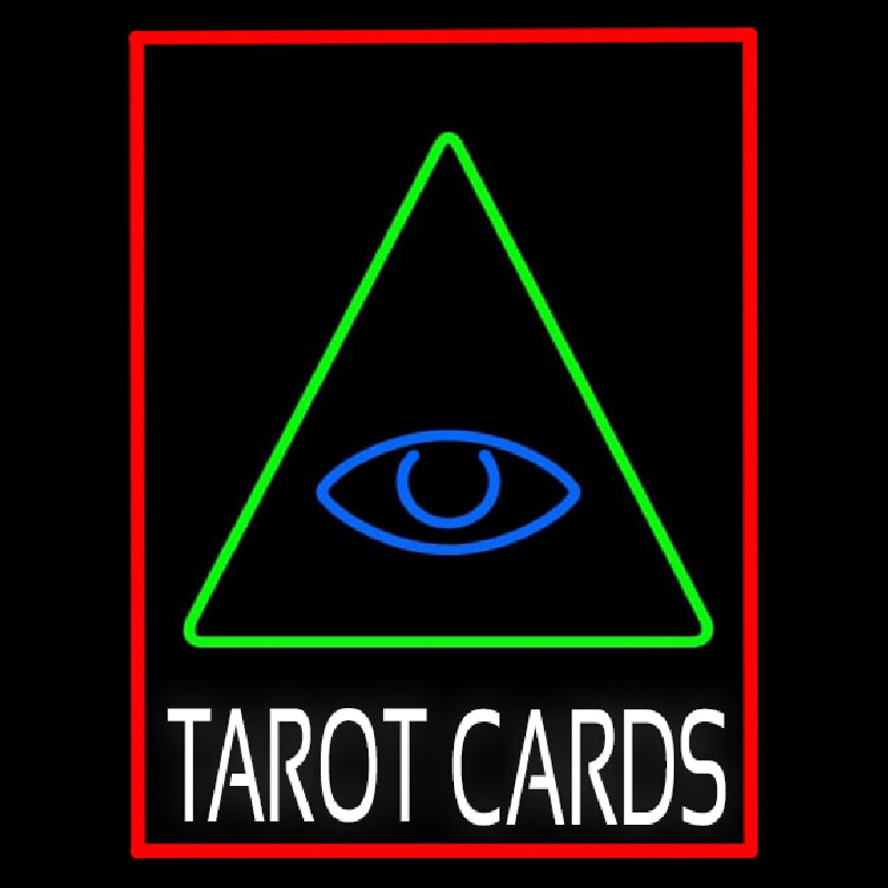 White Tarot Cards Logo And Red Border Neon Sign