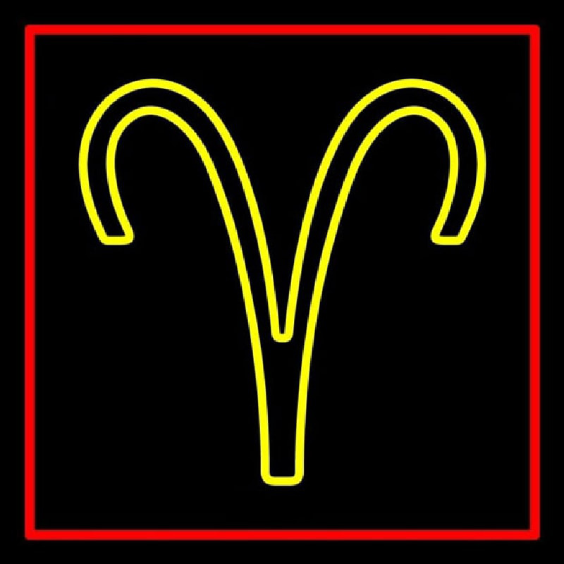 Yellow Aries Red Border Neon Sign