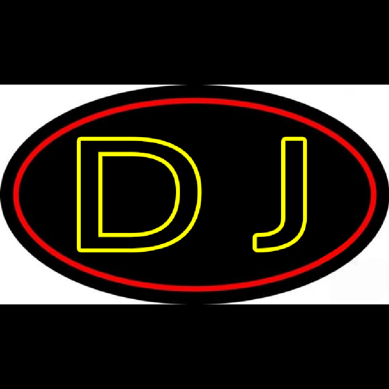 Yellow Dj Double Stroke Neon Sign