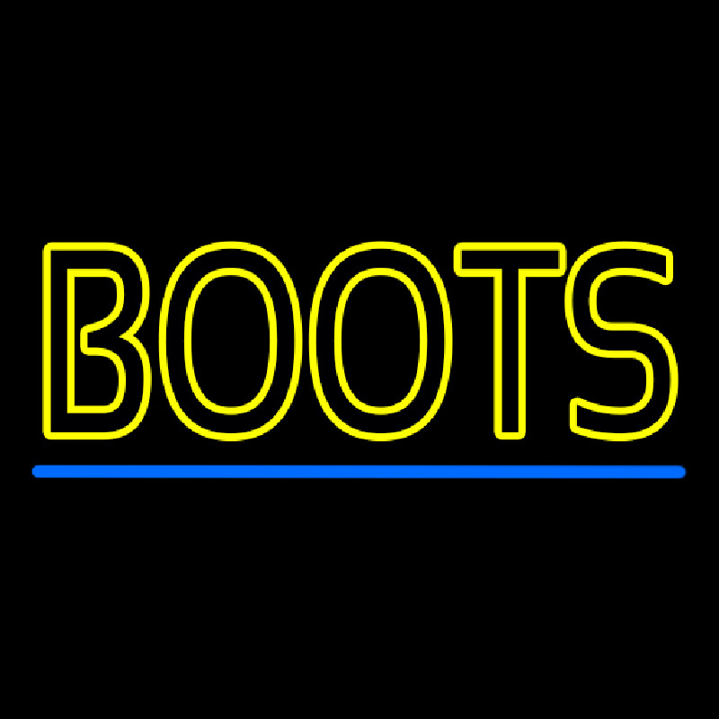 Yellow Double Stroke Boots Neon Sign