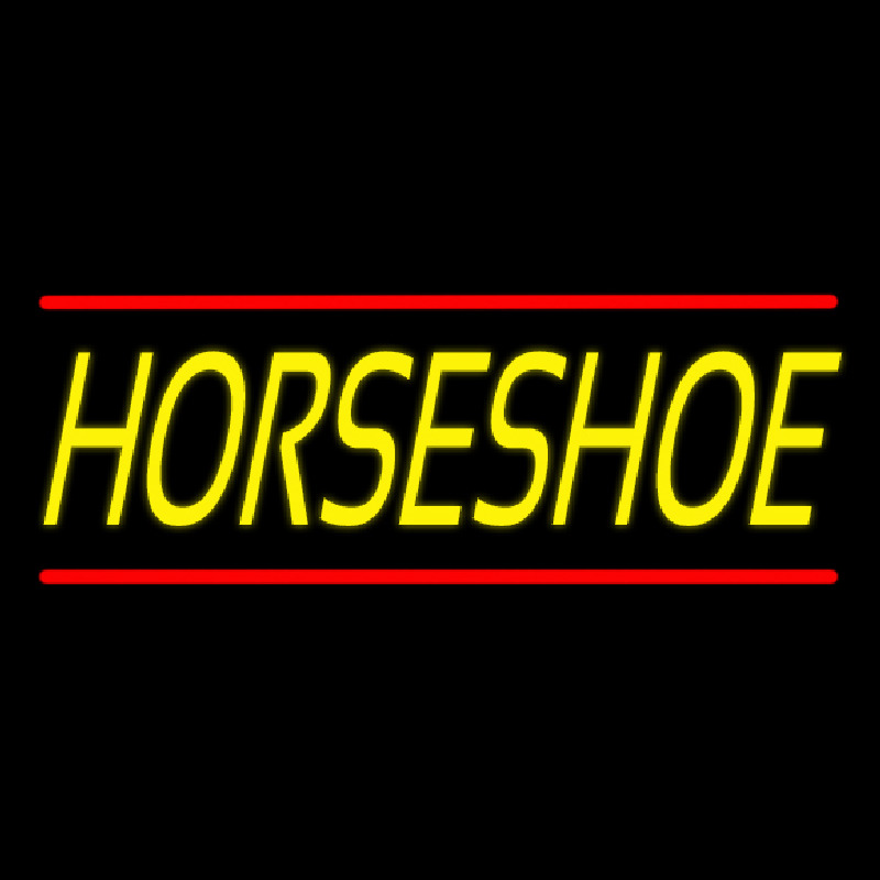 Yellow Horseshoe With Line Neon Sign