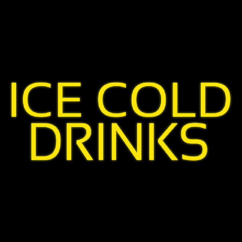 Yellow Ice Cold Drinks Neon Sign