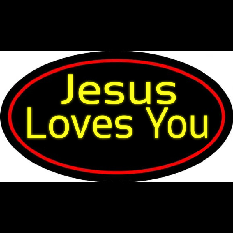 Yellow Jesus Loves You Neon Sign