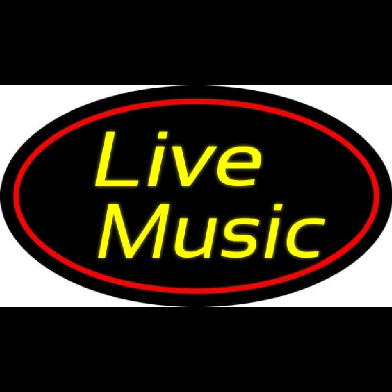 Yellow Live Music Cursive 2 Neon Sign