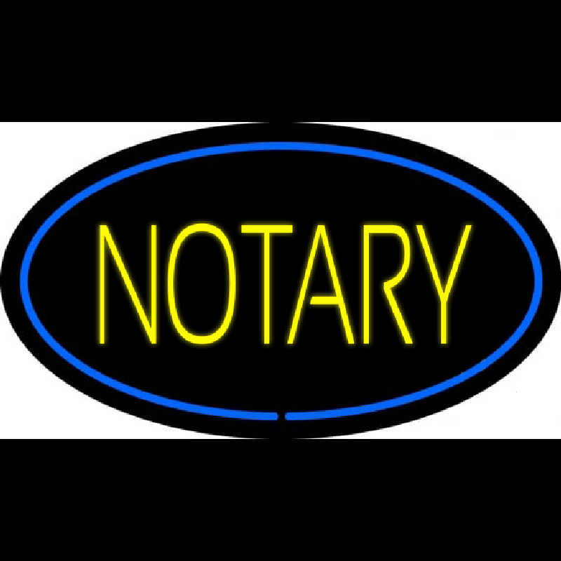 Yellow Notary Oval Blue Border Neon Sign