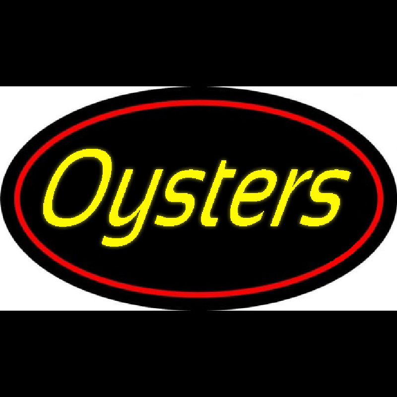Yellow Oysters Red Oval Neon Sign