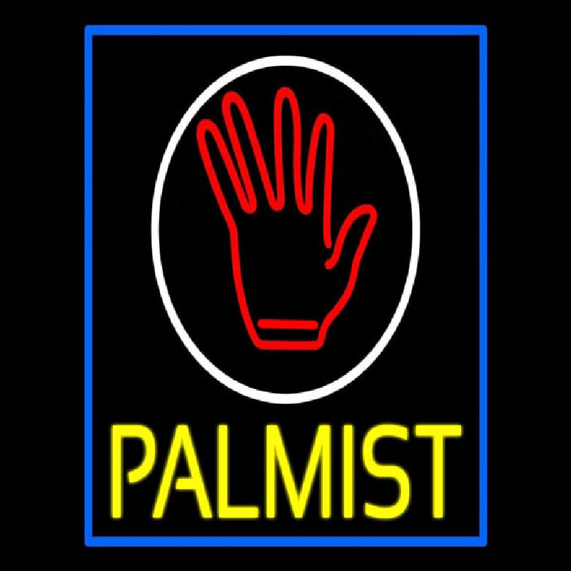 Yellow Palmist Block With Logo Neon Sign