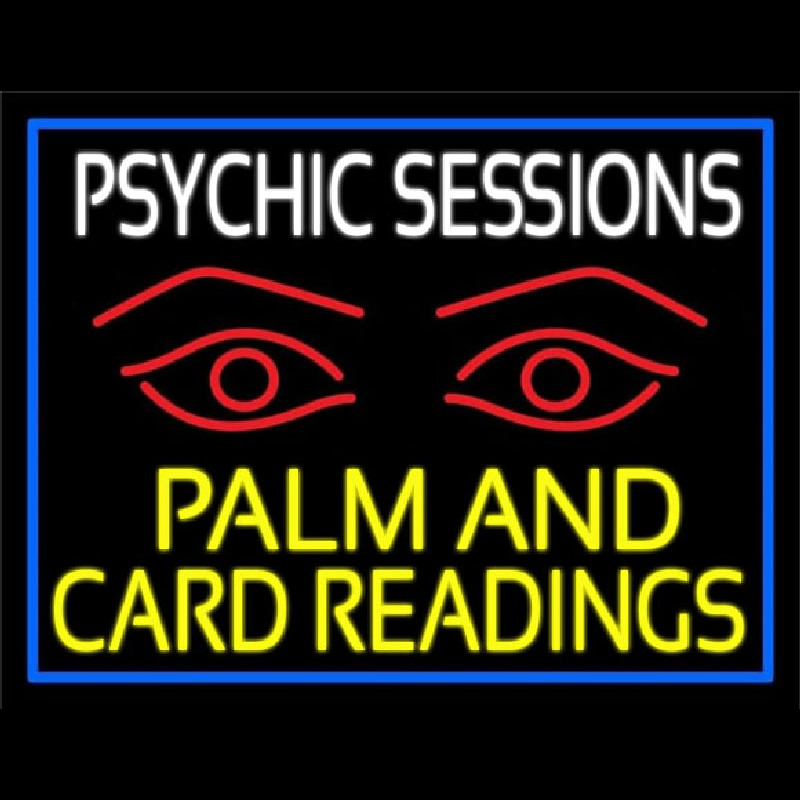 Yellow Psychic Sessions With Red Eye Neon Sign