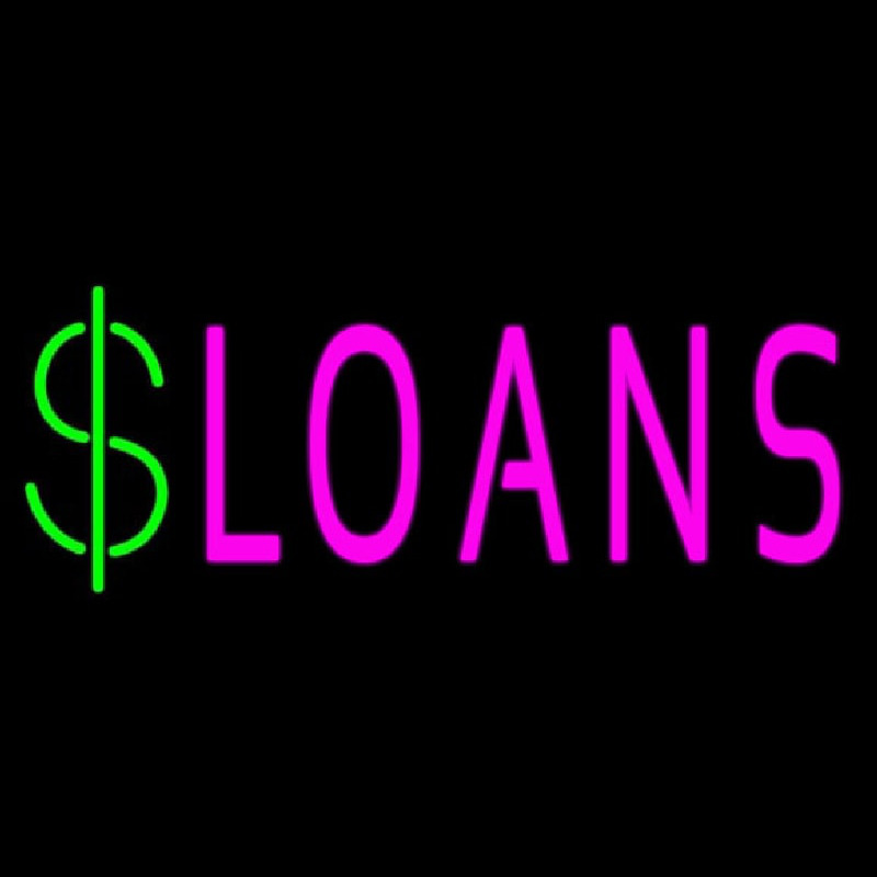Pink Loans Dollar Logo Neon Sign
