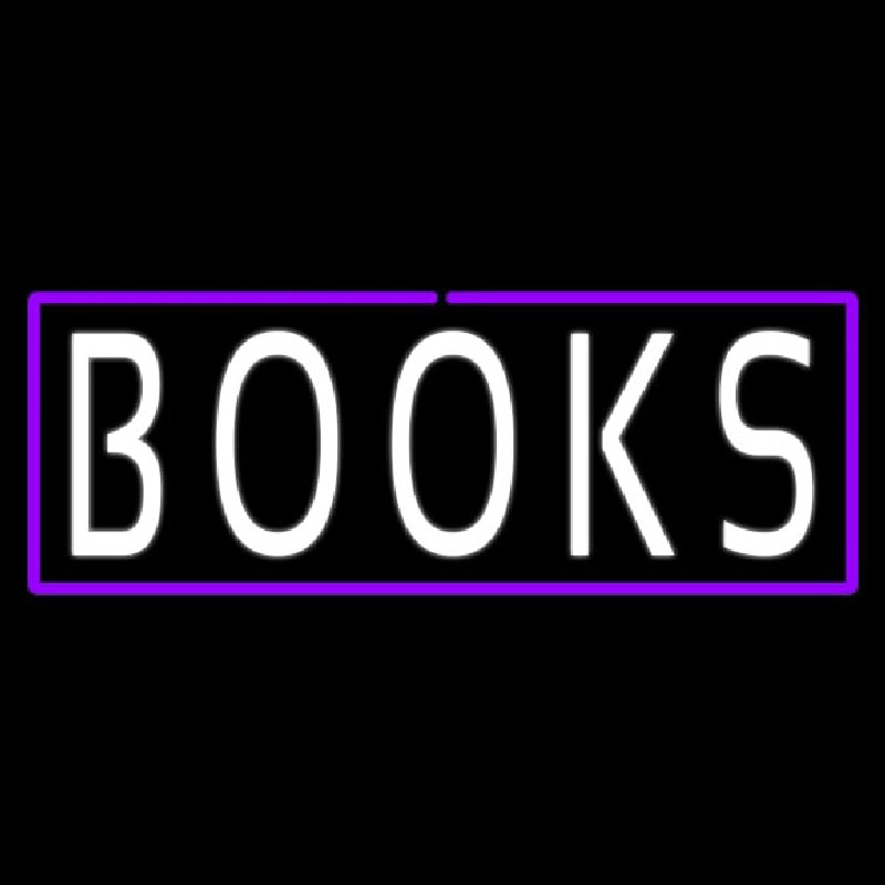 White Books Purple Border Neon Sign