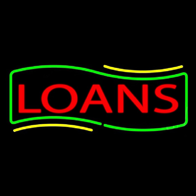 Red Loans Green Border Neon Sign