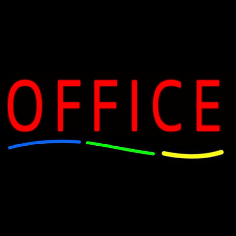 Red Office Multi Colored Line Neon Sign