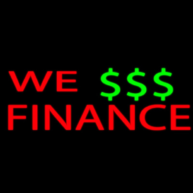 Red We Finance Dollar Logo Neon Sign