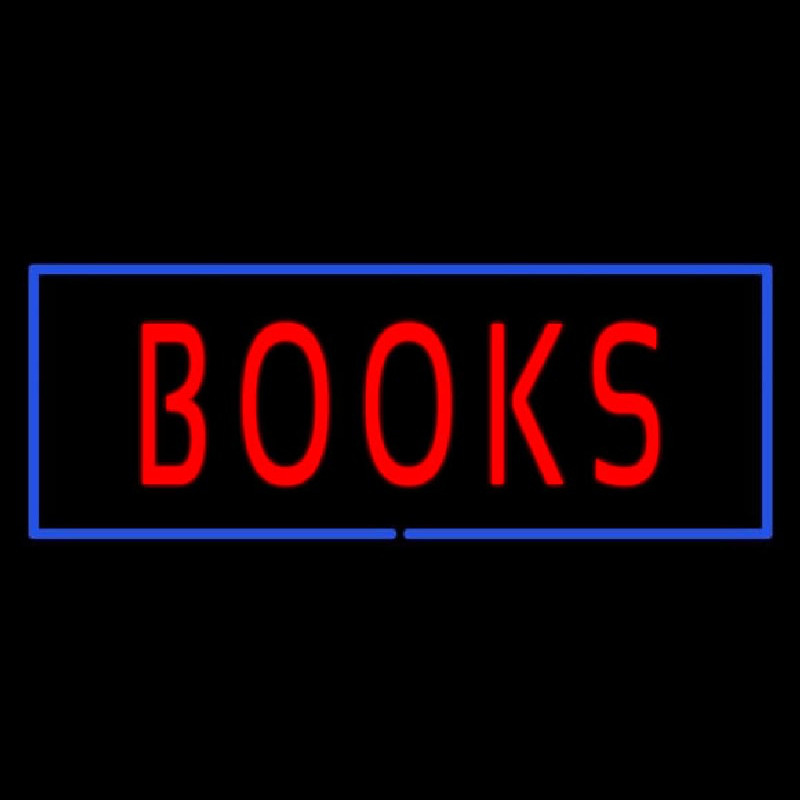 Red Books With Blue Border Neon Sign