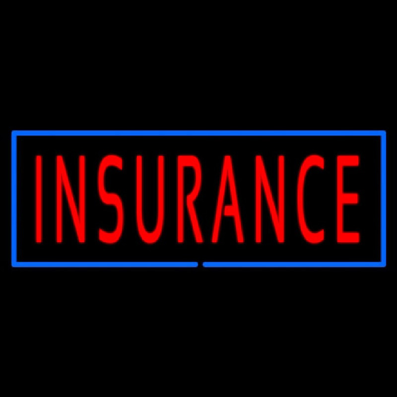 Red Insurance Blue Border Neon Sign