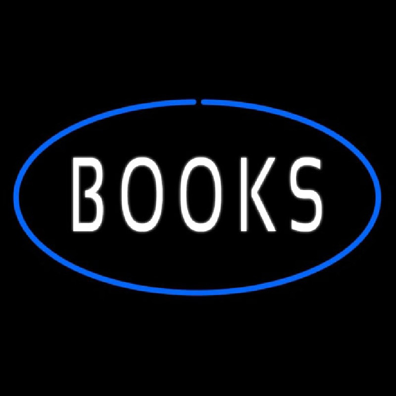 Books Oval Blue Neon Sign