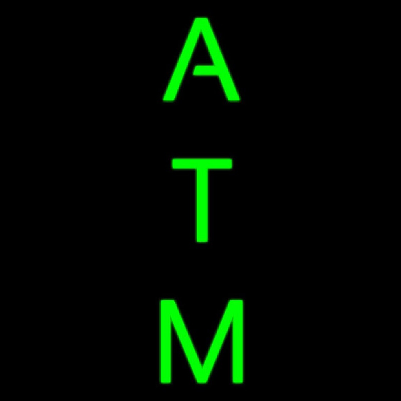 Vertical Green Atm Neon Sign