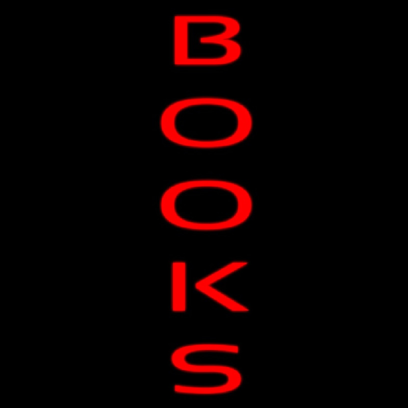 Vertical Red Books Neon Sign