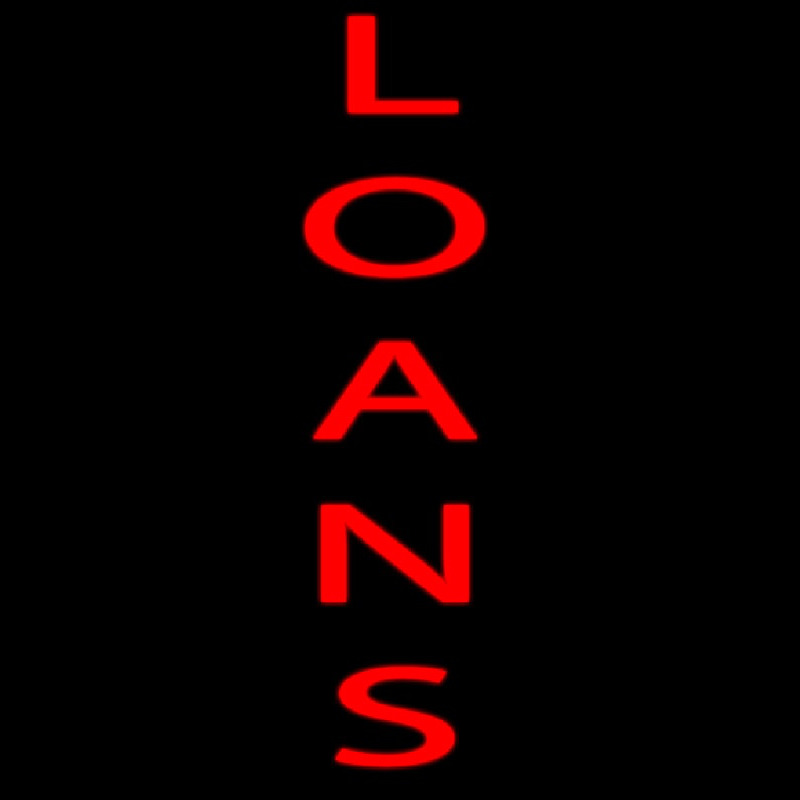 Vertical Red Loans Neon Sign
