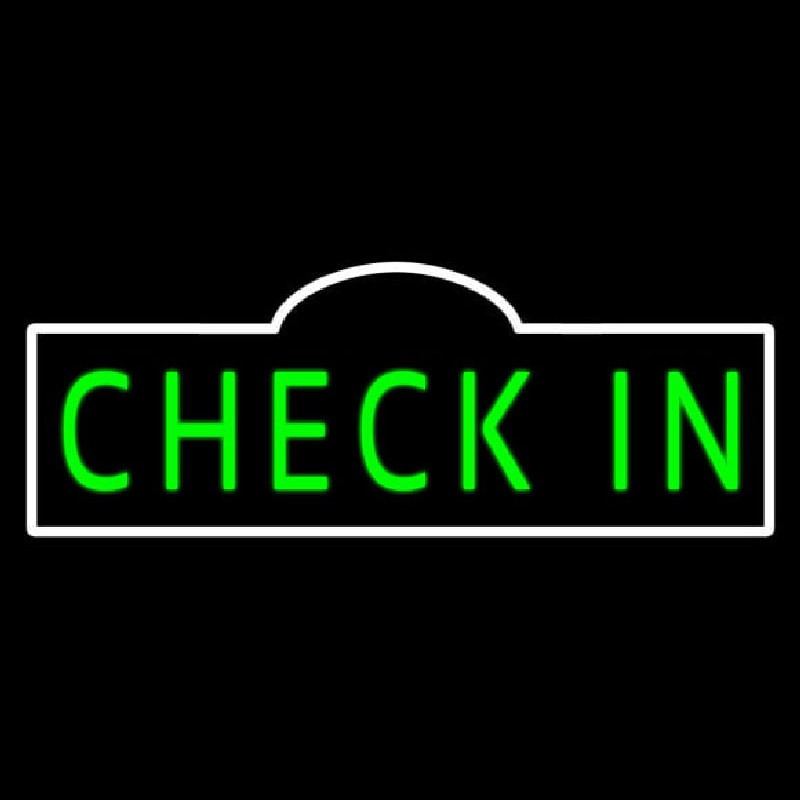 Green Check In Neon Sign