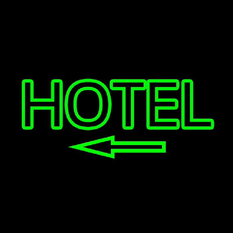 Green Hotel With Arrow Neon Sign