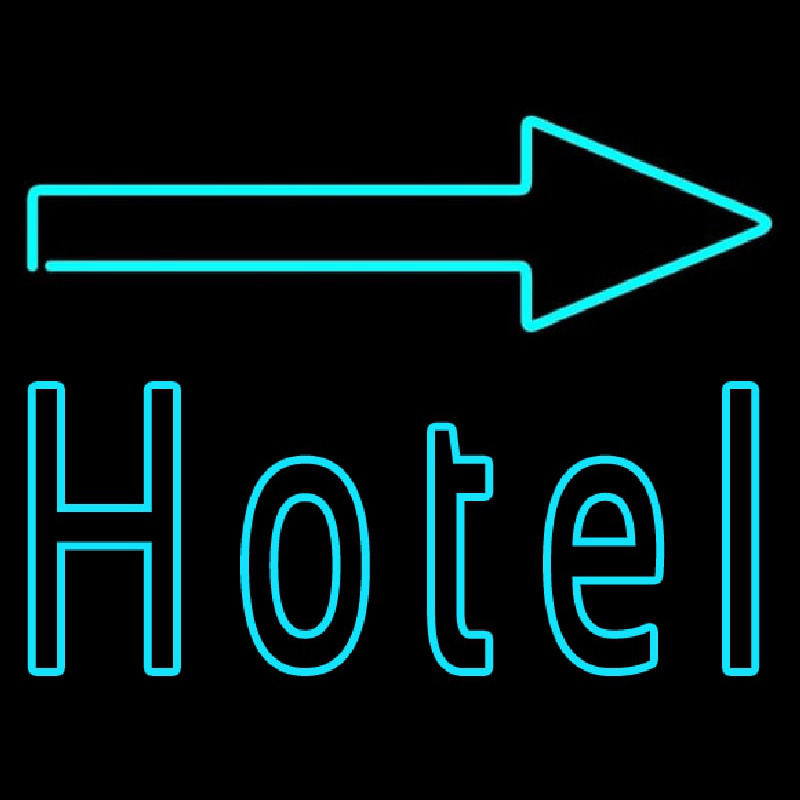Hotel With Arrow On Top Neon Sign