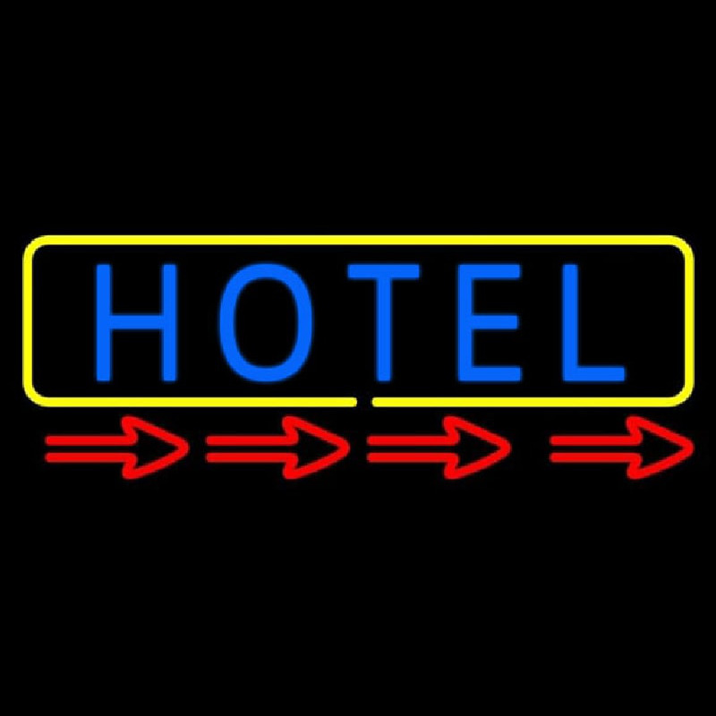 Hotel With Yellow Border Neon Sign