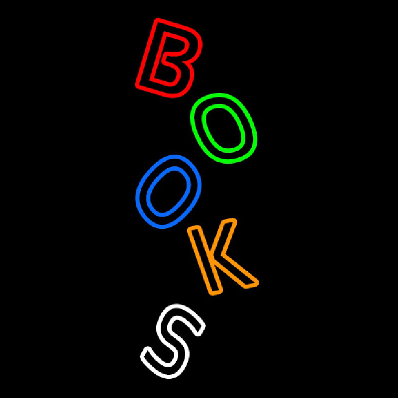 Double Stroke Vertical Books Neon Sign