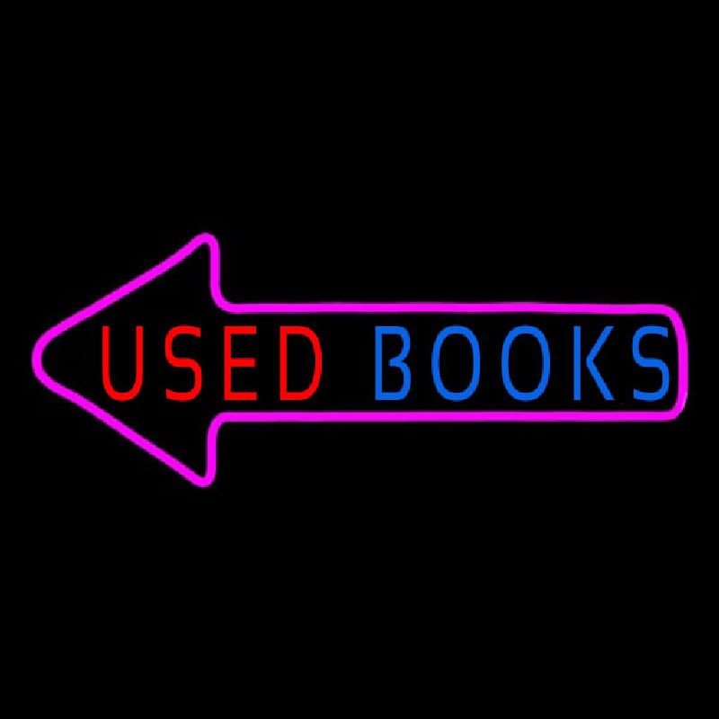 Used Books With Arrow Neon Sign