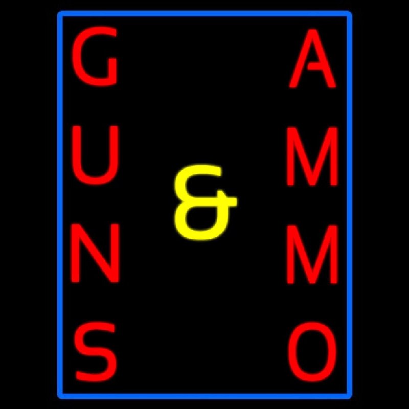 Vertical Guns And Ammo Neon Sign