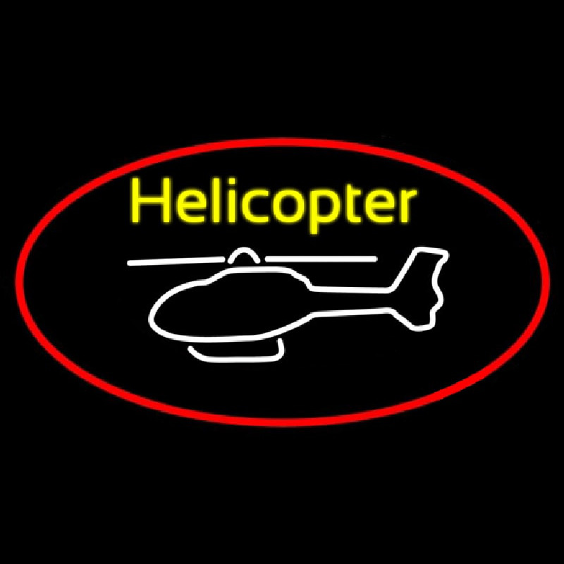 White Helicopter Logo Neon Sign