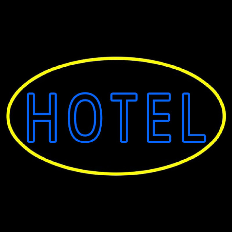 Blue Hotel With Yellow Border Neon Sign