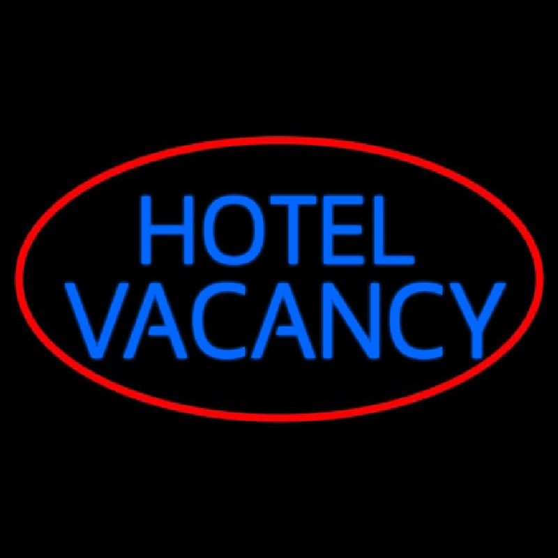 Hotel Vacancy With Blue Border Neon Sign