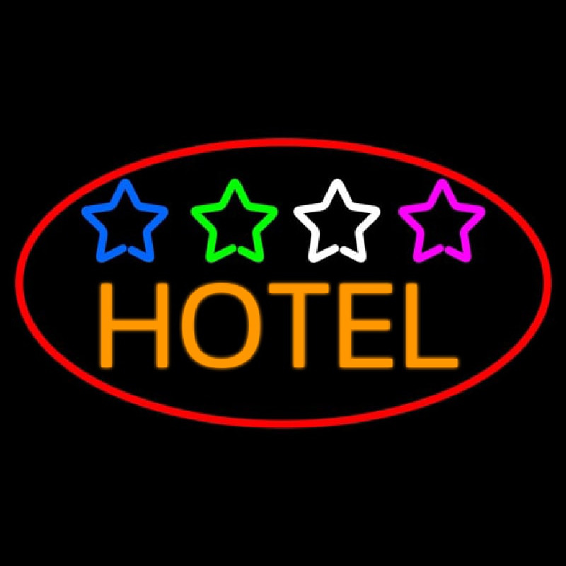 Hotel With Stars Neon Sign