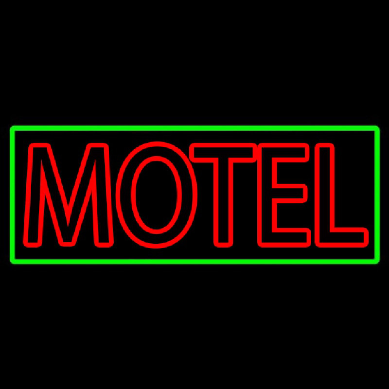 Motel With Green Border Neon Sign